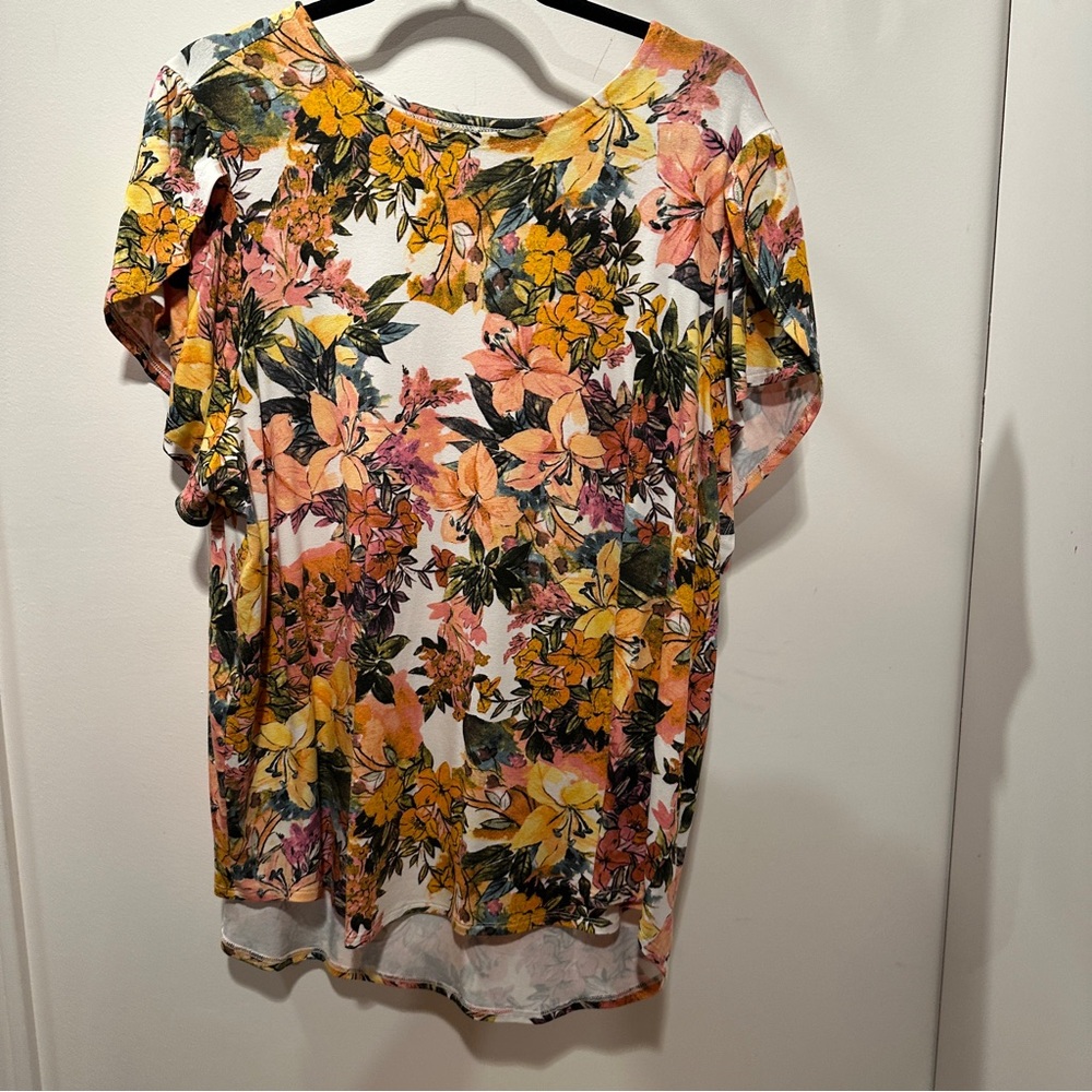 Cupio Flutter Sleeve Orange and Yellow Blouse